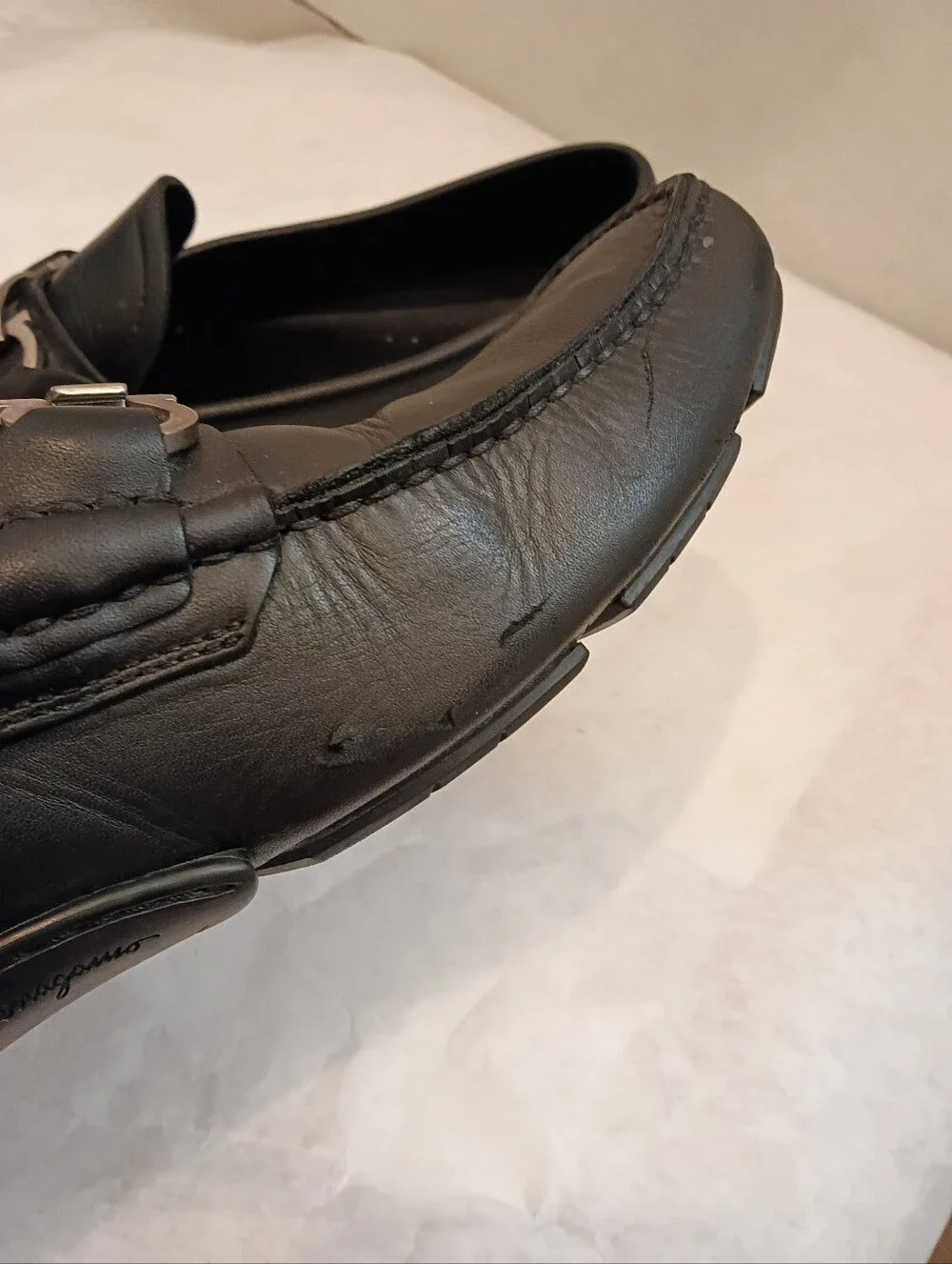 SALVATORE FERRAGAMO Driving Loafers Black 10.5 D display picture 3